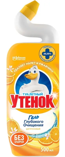 ТУАЛЕТНЫЙ УТЕНОК средство чистящее д/унитаза 5в1 цитрус 500мл